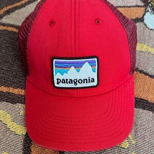 Patagonia Red Trucker Cap with Mountain Patch